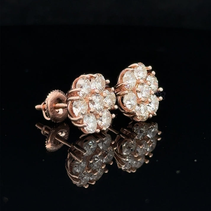 14k rose gold and diamond flower Earrings (20 pointer)